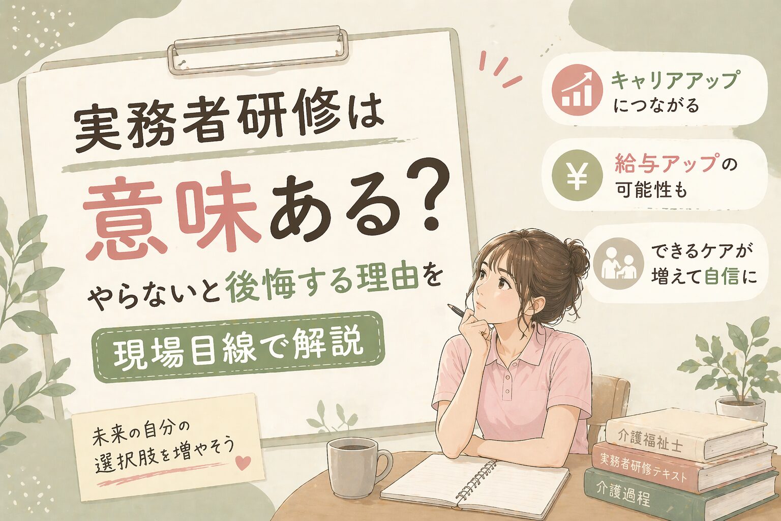 実務者研修は意味ある？やらない人が3年後に後悔する理由を解説する記事のアイキャッチ画像