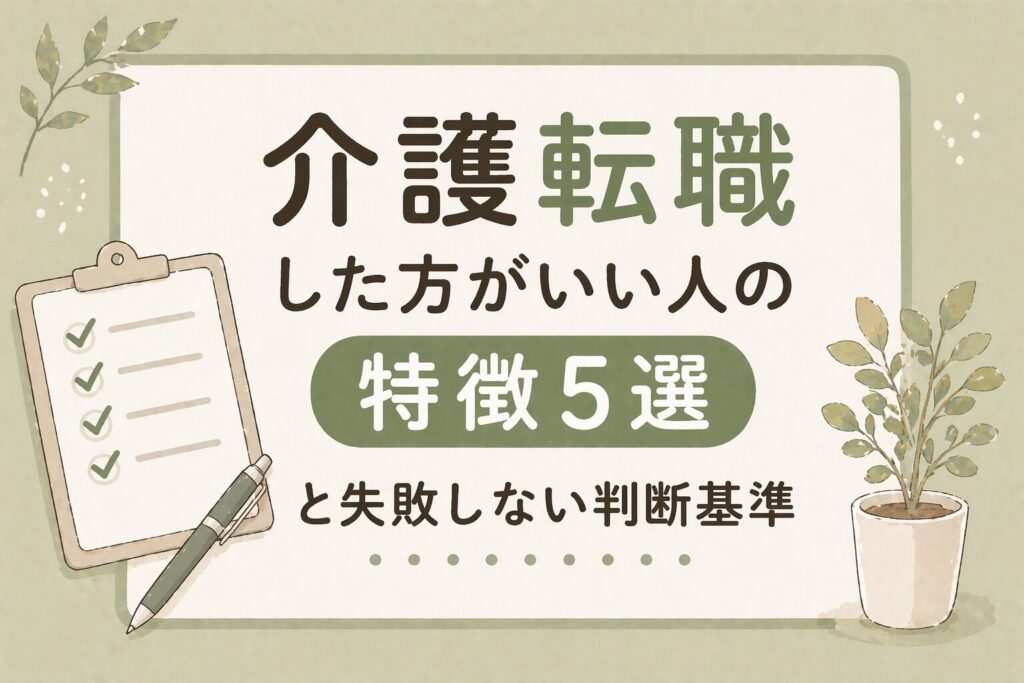 【チェックリスト】介護転職した方がいい人の特徴5つ｜判断基準を現場目線で
