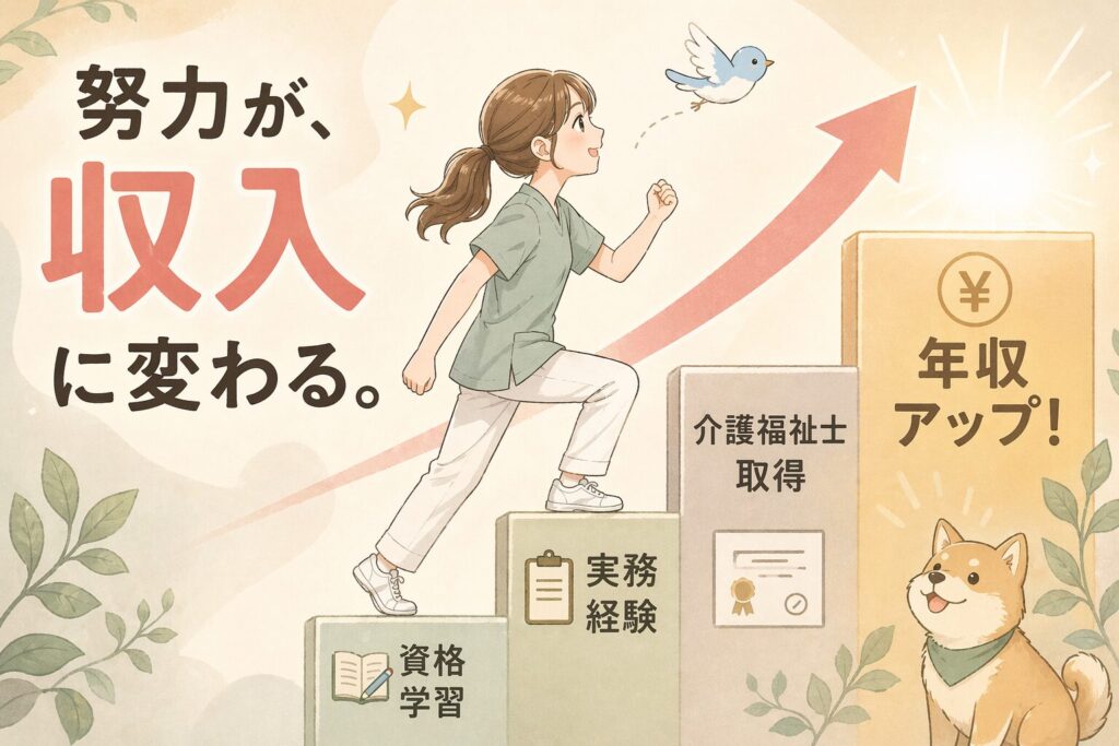 介護福祉士の給料はいくら上がる？資格取得前後の手取り比較と年収シミュレーション