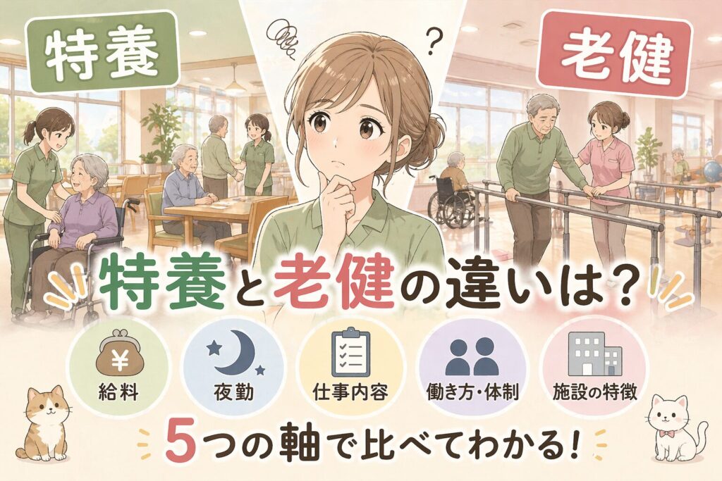 特養と老健の違いは？給料・夜勤・仕事内容を現場経験者が5つの軸で比較
